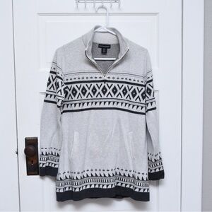 Cynthia Rowley Fair Isle Quarter Zip Sweater Women's L